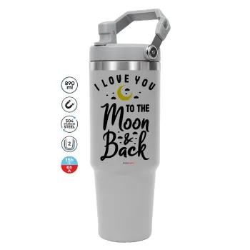 I love you to the moon and back, GREY color, 890ml (30oz) stainless Steel Tumbler with Handle