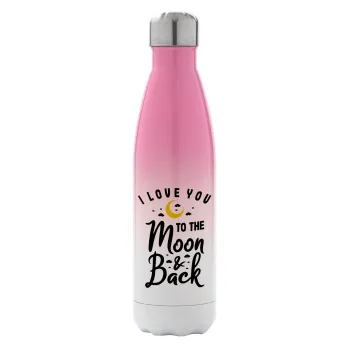 I love you to the moon and back, Metal mug thermos Pink/White (Stainless steel), double wall, 500ml