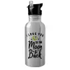 Water bottle Silver with straw, stainless steel 600ml