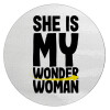 She is my wonder woman, Επιφάνεια κοπής γυάλινη στρογγυλή (30cm)