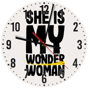 She is my wonder woman, Ρολόι τοίχου ξύλινο (30cm)