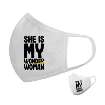 She is my wonder woman, Μάσκα υφασμάτινη υψηλής άνεσης παιδική (Δώρο πλαστική θήκη)