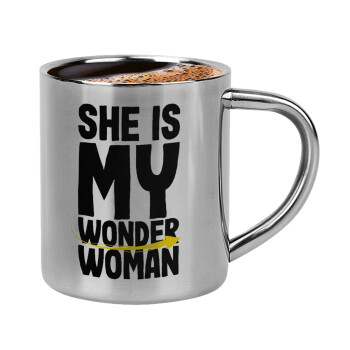 She is my wonder woman, Double-wall metal cup for espresso (220ml)