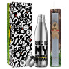 Easter Set, metallic stainless thermos flask (500ml) & scented flat Easter candle (30cm) (GRAY)