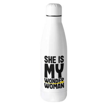 She is my wonder woman, Metal mug thermos (Stainless steel), 500ml