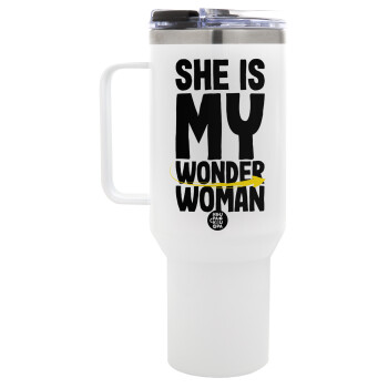 She is my wonder woman, Mega Stainless steel Tumbler with lid, double wall 1,2L