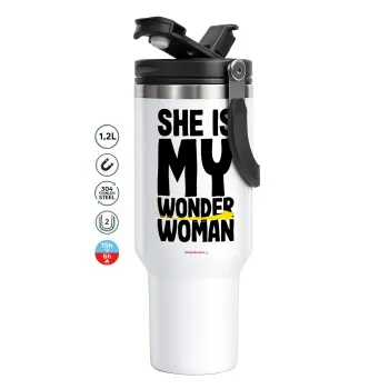 She is my wonder woman, Mega Stainless steel Tumbler with lid, double wall 1,2L