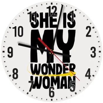 She is my wonder woman, Ρολόι τοίχου ξύλινο (30cm)