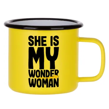She is my wonder woman, Metallic enamel MATT Yellow cup 360ml