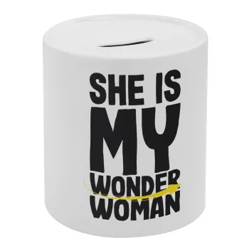 She is my wonder woman, Κουμπαράς πορσελάνης με τάπα