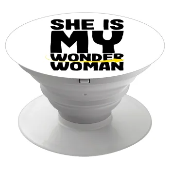 She is my wonder woman, Phone Holders Stand  White Hand-held Mobile Phone Holder