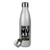 Metallic Glitter Silver Thermos Flask (Stainless steel), double-walled, 500ml