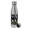 Metallic water bottle, stainless steel, 750ml