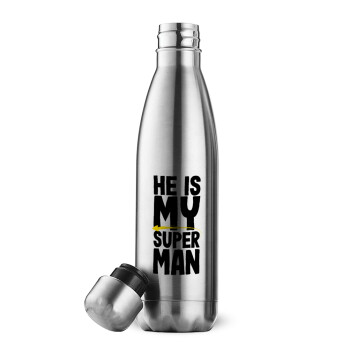 He is my superman, Inox (Stainless steel) double-walled metal mug, 500ml