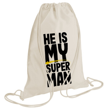 He is my superman, Backpack bag GYMBAG natural (28x40cm)
