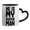 Mug heart black handle, ceramic, 330ml