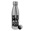 Metallic water bottle, stainless steel, 750ml