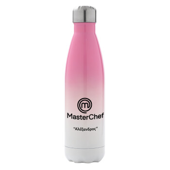Master Chef, Metal mug thermos Pink/White (Stainless steel), double wall, 500ml