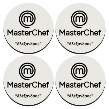 Master Chef, SET of 4 round wooden coasters (9cm)