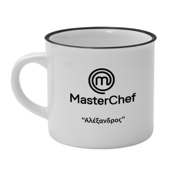 Master Chef, Κούπα κεραμική vintage Λευκή/Μαύρη 230ml