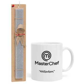 Master Chef, Easter Set, Ceramic Cup (330ml) & Easter aromatic flat candle (30cm) (GRAY)