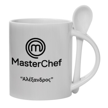 Master Chef, Ceramic coffee mug with Spoon, 330ml (1pcs)