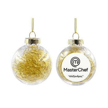 Master Chef, Transparent Christmas tree ball ornament with gold filling 8cm
