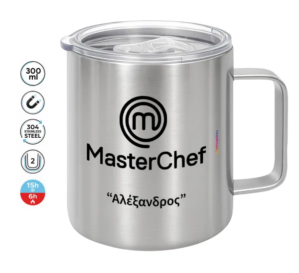 Master Chef — Double-walled stainless steel mug 300ml with temperature-retaining lid