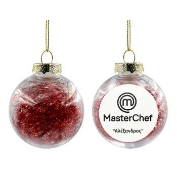 Master Chef, Στολίδι Χριστουγεννιάτικη μπάλα δένδρου διάφανη με κόκκινο γέμισμα 8cm