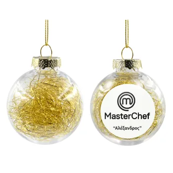 Master Chef, Transparent Christmas tree ball ornament with gold filling 8cm