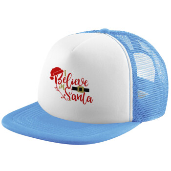 I believe in Santa, Καπέλο Soft Trucker με Δίχτυ Γαλάζιο/Λευκό