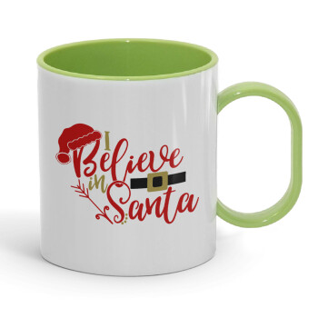 I believe in Santa, Κούπα (πλαστική) (BPA-FREE) Polymer Πράσινη για παιδιά, 330ml