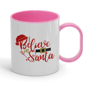 I believe in Santa, Κούπα (πλαστική) (BPA-FREE) Polymer Ροζ για παιδιά, 330ml