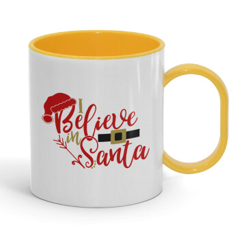 I believe in Santa, Κούπα (πλαστική) (BPA-FREE) Polymer Κίτρινη για παιδιά, 330ml