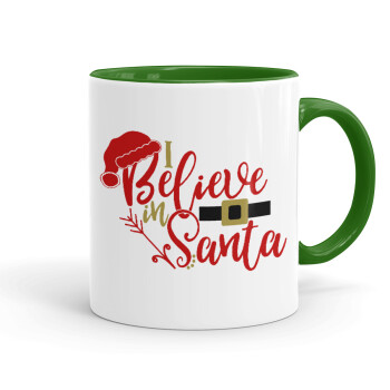 I believe in Santa, Κούπα χρωματιστή πράσινη, κεραμική, 330ml