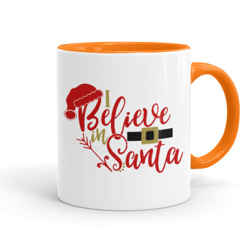 I believe in Santa, Κούπα χρωματιστή πορτοκαλί, κεραμική, 330ml
