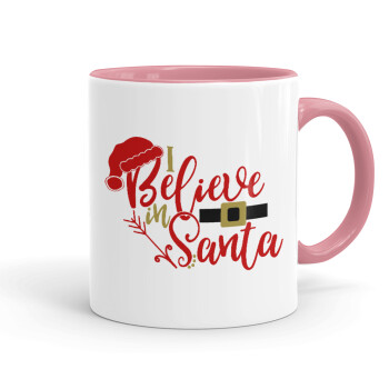 I believe in Santa, Κούπα χρωματιστή ροζ, κεραμική, 330ml