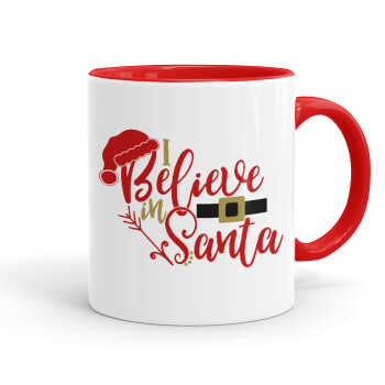 I believe in Santa, Κούπα χρωματιστή κόκκινη, κεραμική, 330ml