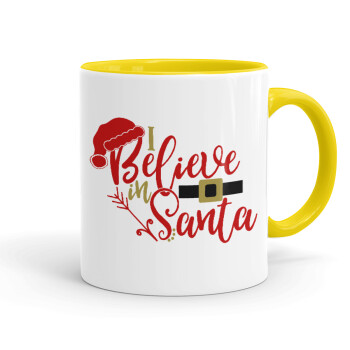 I believe in Santa, Κούπα χρωματιστή κίτρινη, κεραμική, 330ml