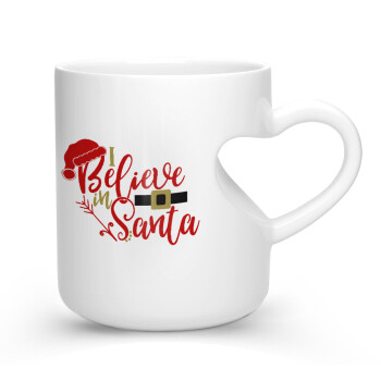 I believe in Santa, Κούπα καρδιά λευκή, κεραμική, 330ml