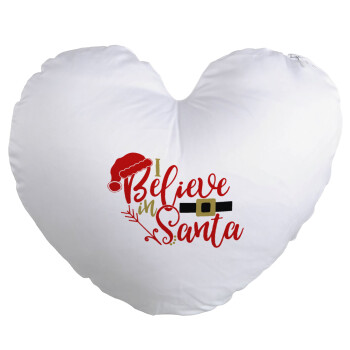 I believe in Santa, Μαξιλάρι καναπέ καρδιά 40x40cm περιέχεται το  γέμισμα