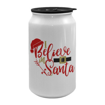I believe in Santa, Κούπα ταξιδιού μεταλλική με καπάκι (tin-can) 500ml