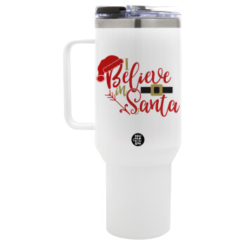 I believe in Santa, Mega Stainless steel Tumbler with lid, double wall 1,2L