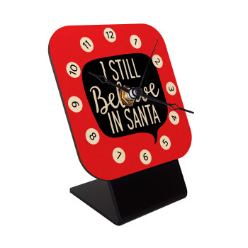 Ι still believe in santa, Quartz Table clock in natural wood (10cm)