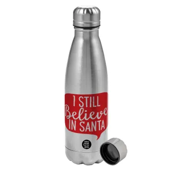 Ι still believe in santa, Metallic water bottle, stainless steel, 750ml