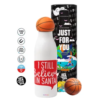 Ι still believe in santa, Μπάλα μπάσκετ μεταλλικό παγούρι θερμός, διπλού τοιχώματος, 550ml