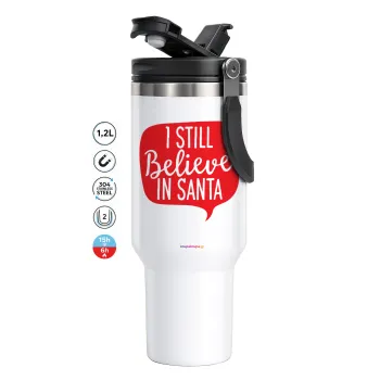 Ι still believe in santa, Mega Tumbler με καπάκι, διπλού τοιχώματος (θερμό) 1,2L