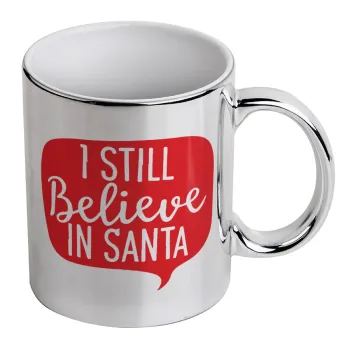 Ι still believe in santa, Κούπα κεραμική, ασημένια καθρέπτης, 330ml