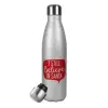 Metallic Glitter Silver Thermos Flask (Stainless steel), double-walled, 500ml