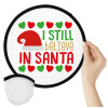 Ι still believe in Santa hearts, Βεντάλια υφασμάτινη αναδιπλούμενη με θήκη (20cm)